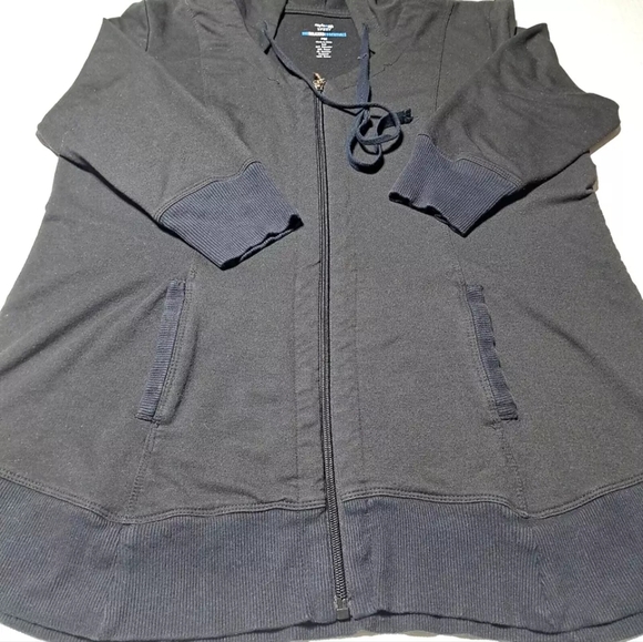 STYLE & CO Sport Relaxed Essentials Black Hoodie Size PM 3/4 Sleeve Full Zip EUC - Picture 6 of 12